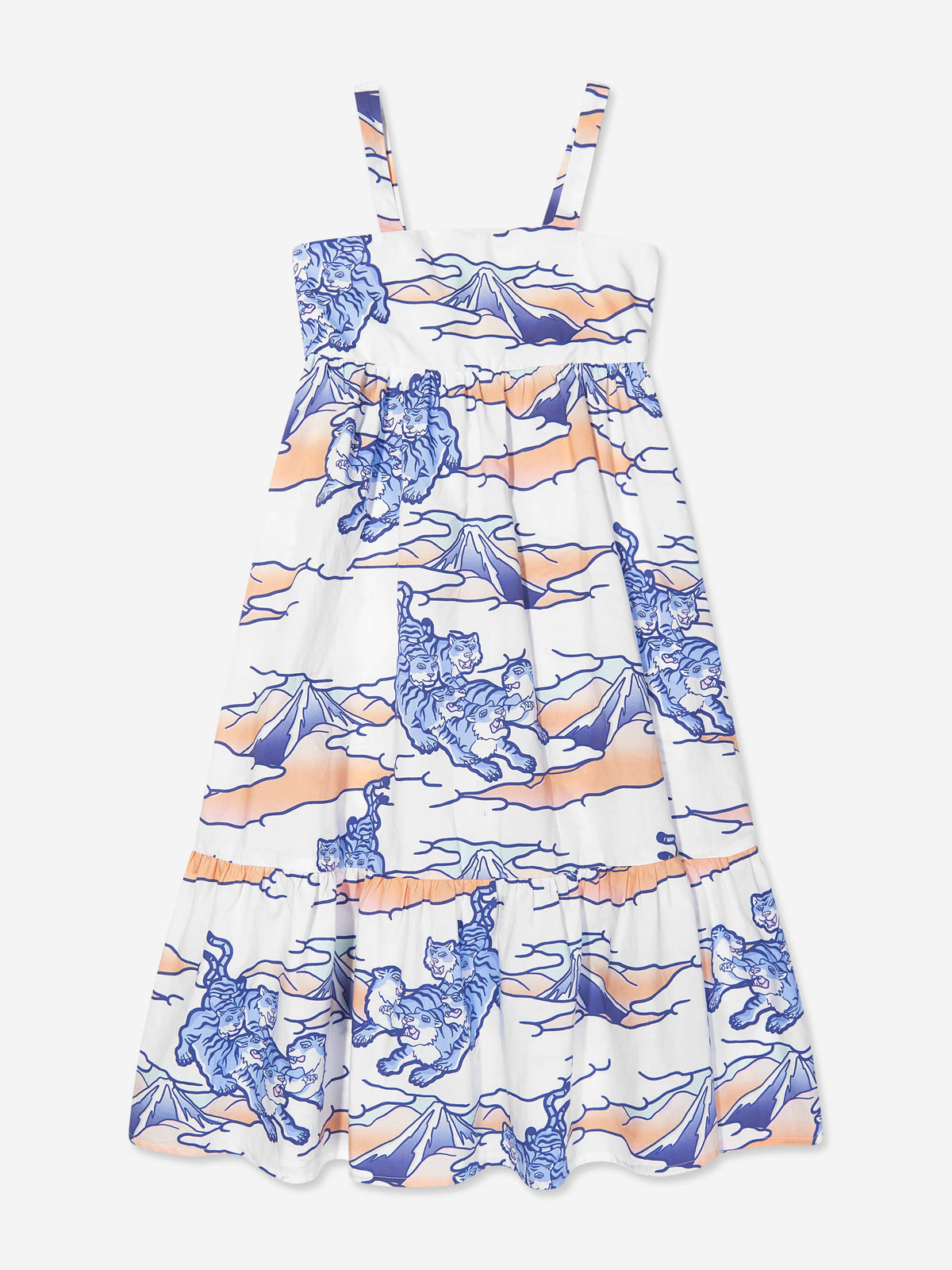 KENZO Girls Strappy Tigers Dress in Blue