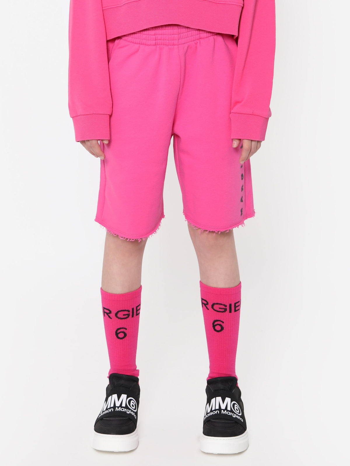 MM6 Maison Margiela Kids Logo Shorts In Pink
