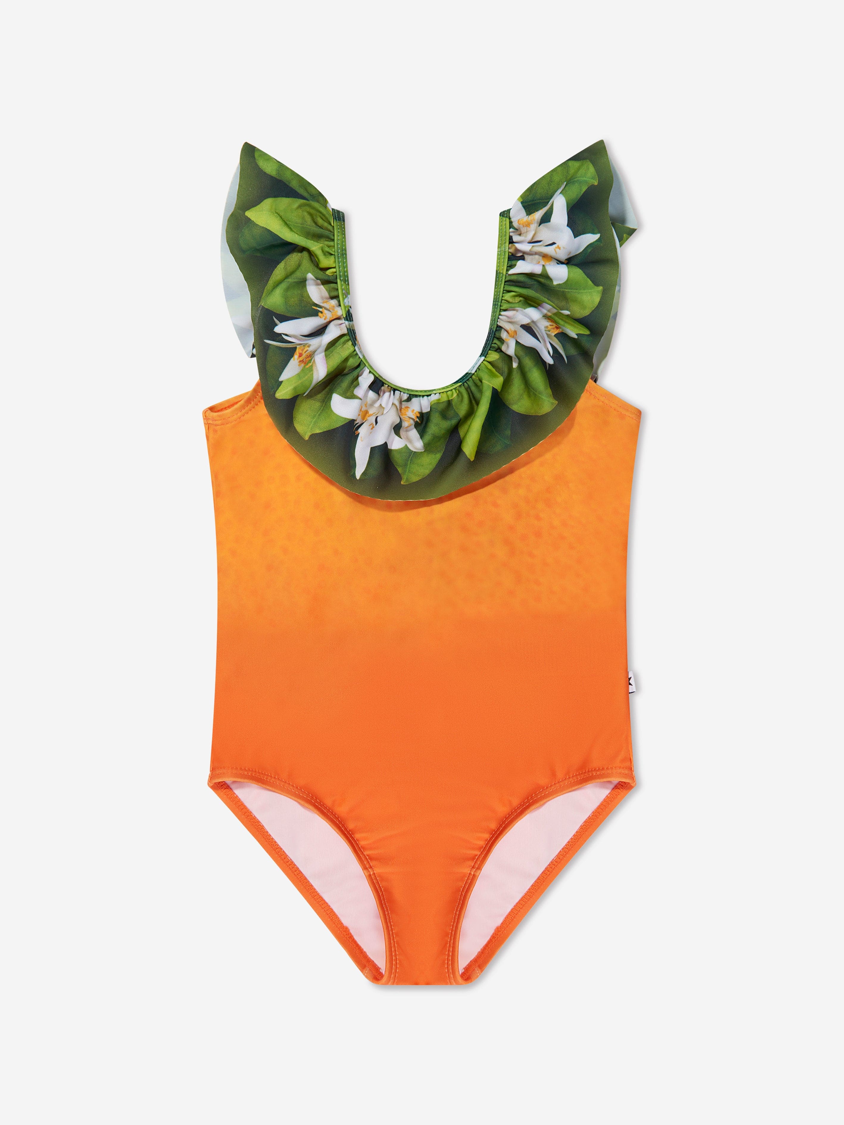 Orange ruffle swimsuit hotsell