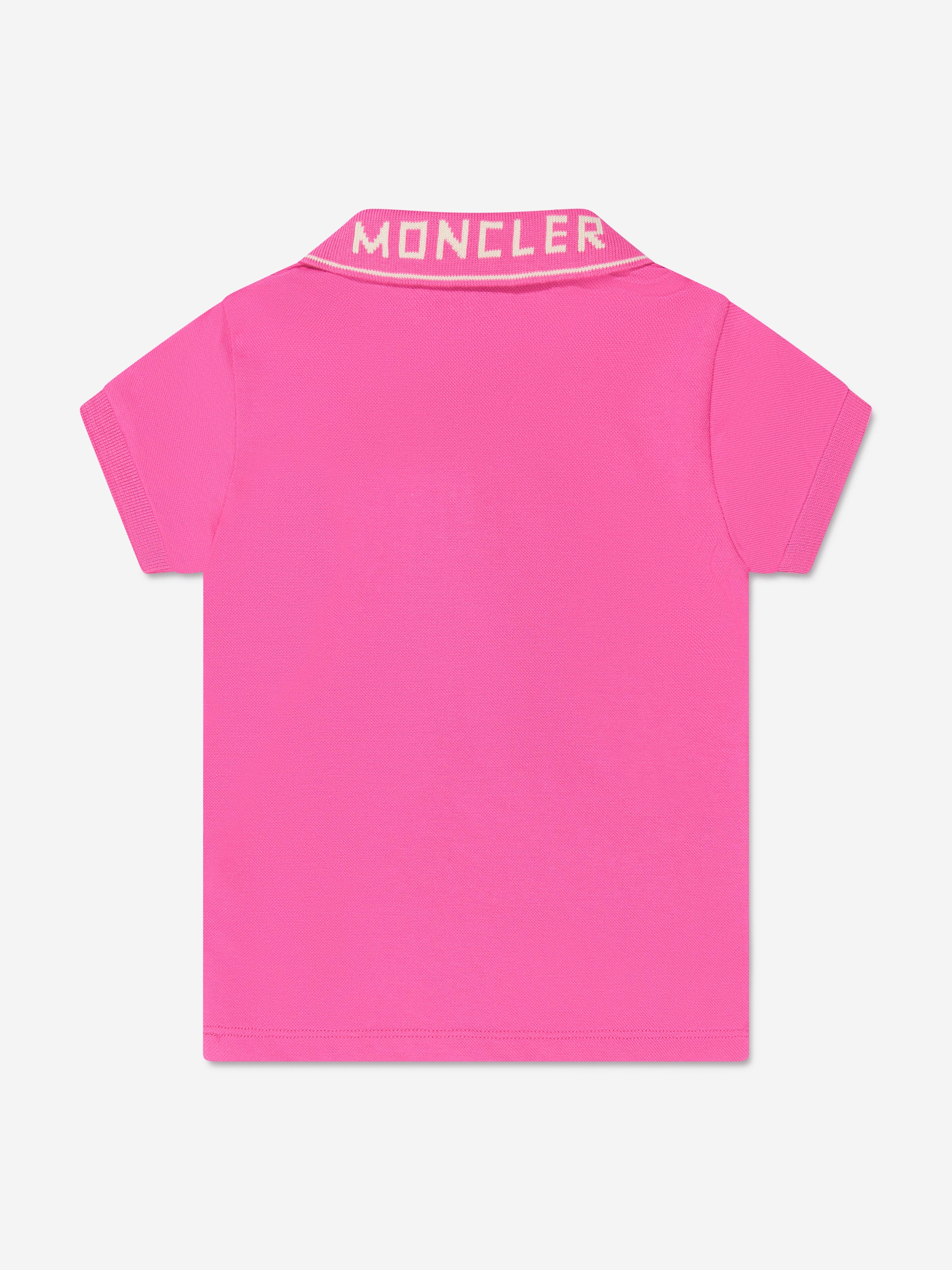 Moncler Enfant Girls Logo Polo Shirt in Pink Childsplay Clothing