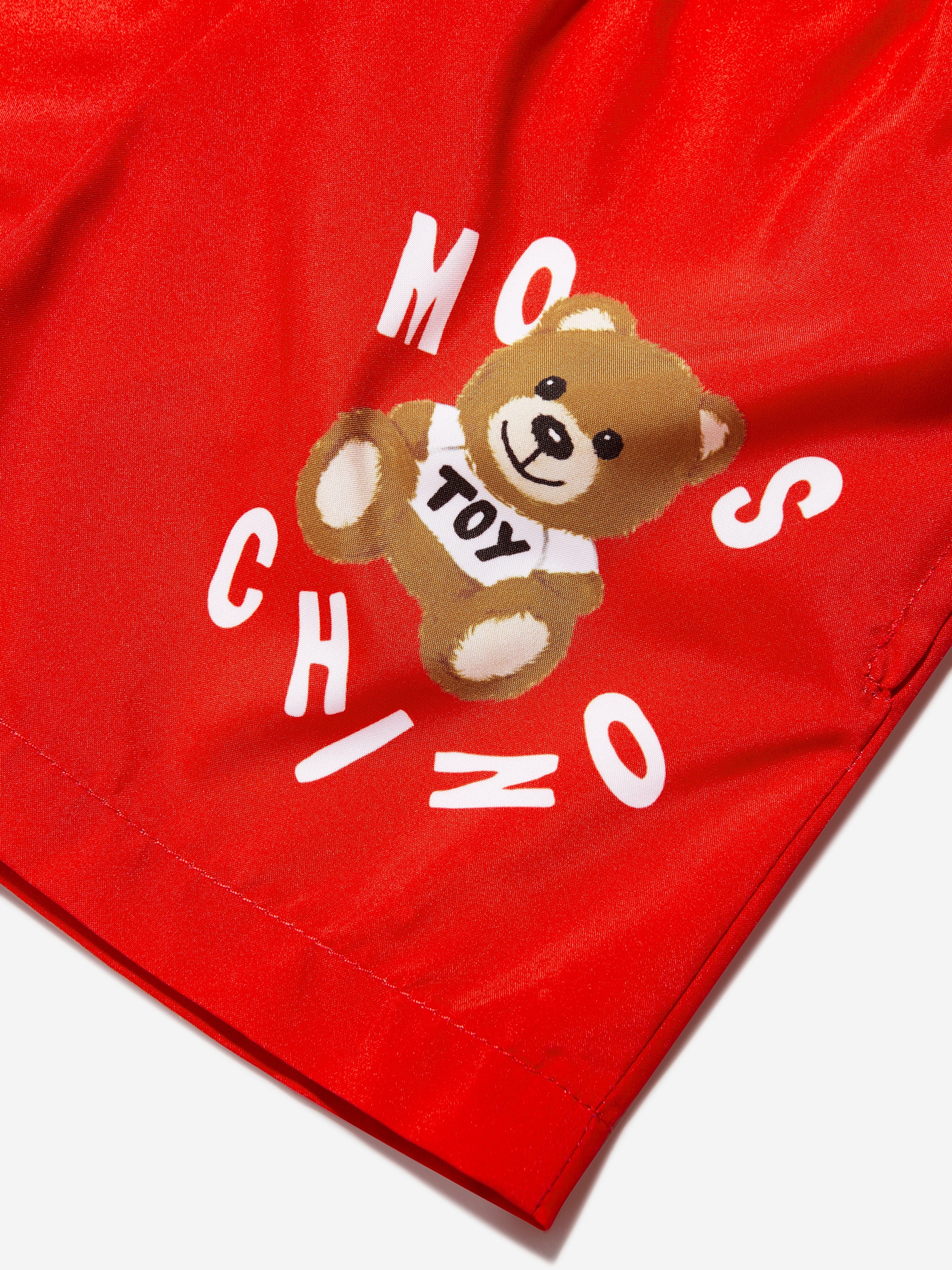 Red moschino swim shorts hotsell