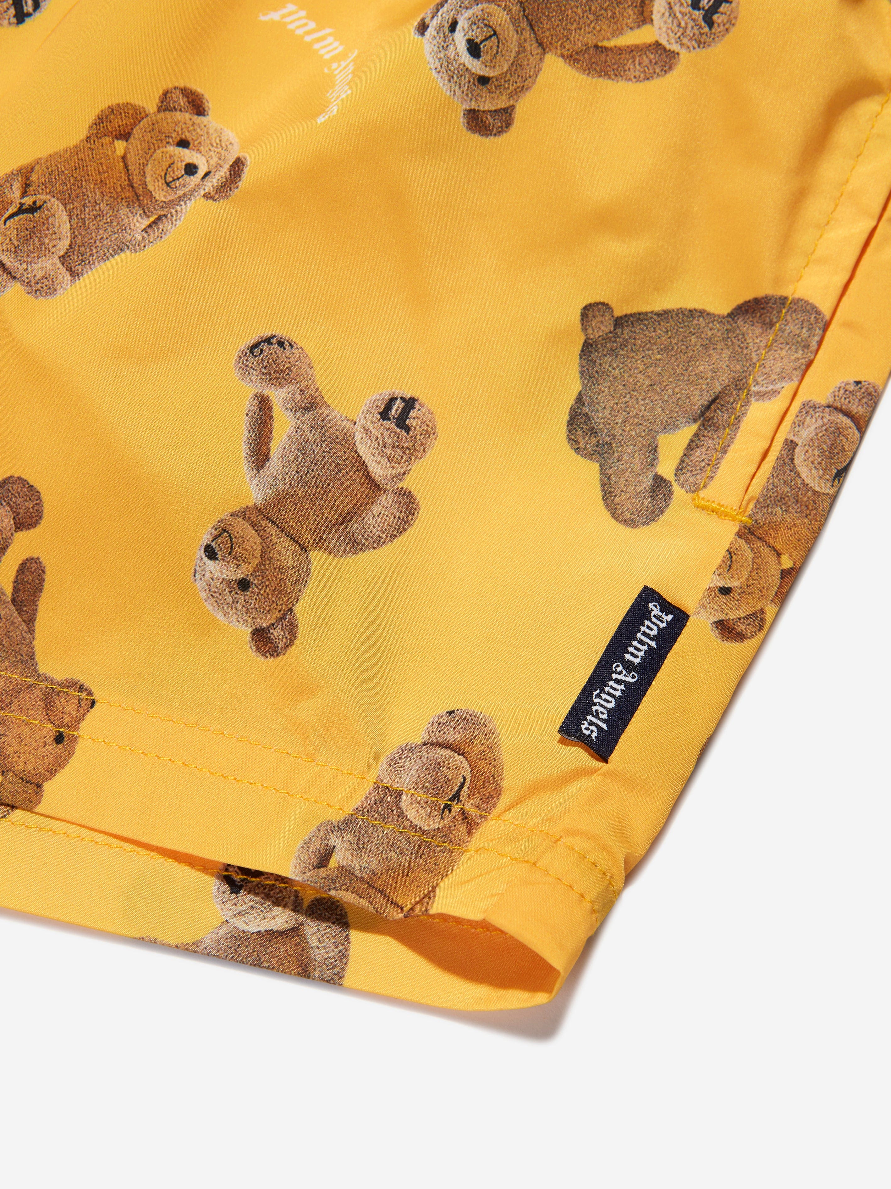 Palm Angels Kids AOP PA BEARS BEACHWEAR SHORT - YELLOW BROWN
