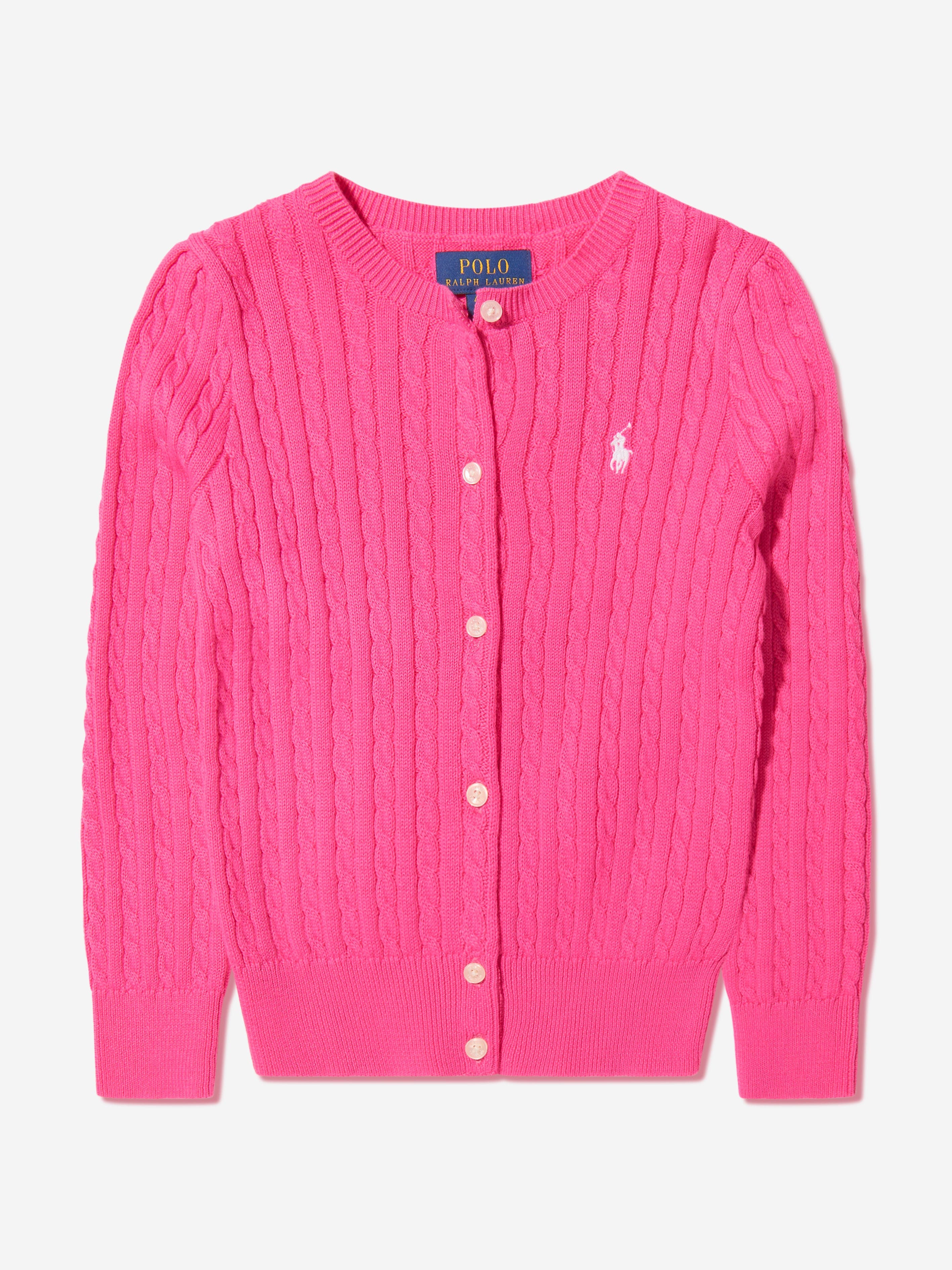 Girls Cable Knit Cardigan in Pink