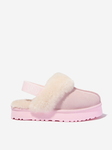 Girls Suede Funkette Slippers in Pink